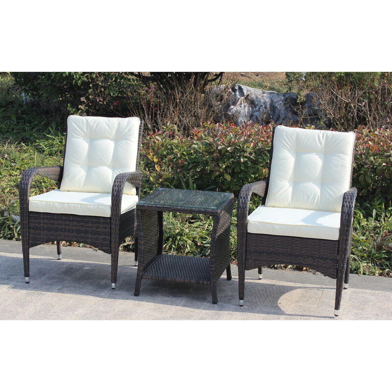 Outdoor Patio Furniture Sets 3 Piece Conversation Set Wicker Rattan Sectional Sofa With Seat