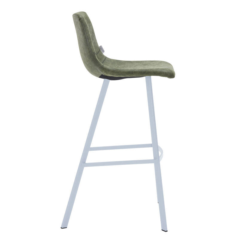 LeisureMod Elland Bar Stool – Modern White Base with Comfortable Padded Seat – Set of 2, Stylish and Durable