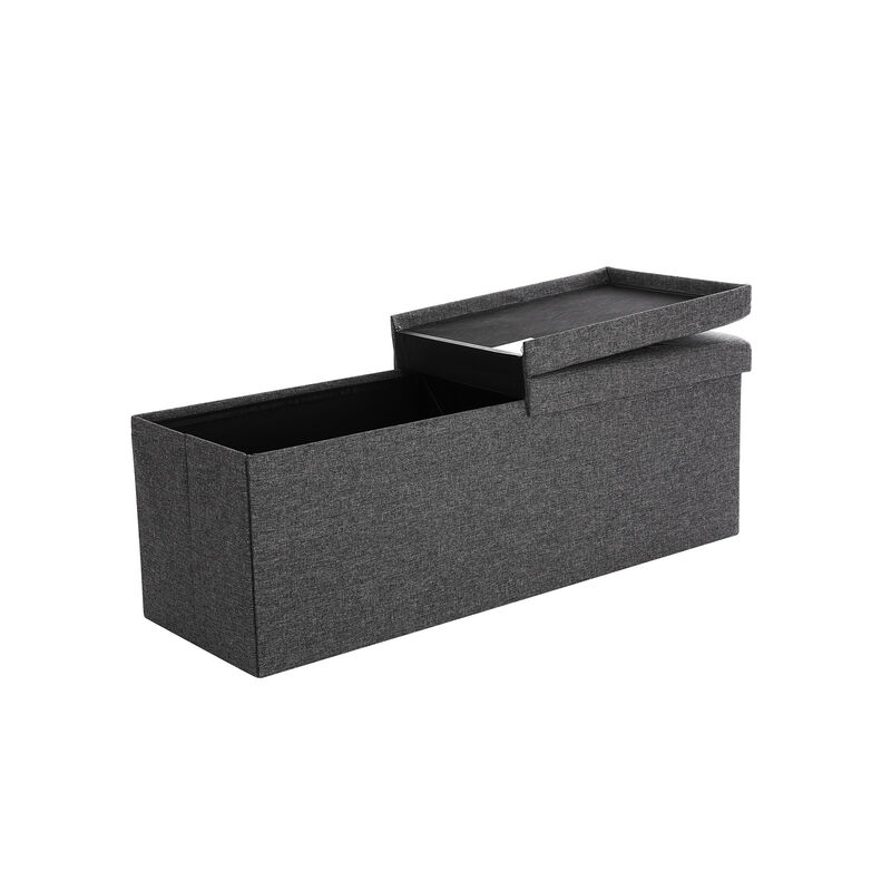 43.3-Inch Folding Storage Bench - Ottoman with Flip-Up Lid and Padded Footstool Seat