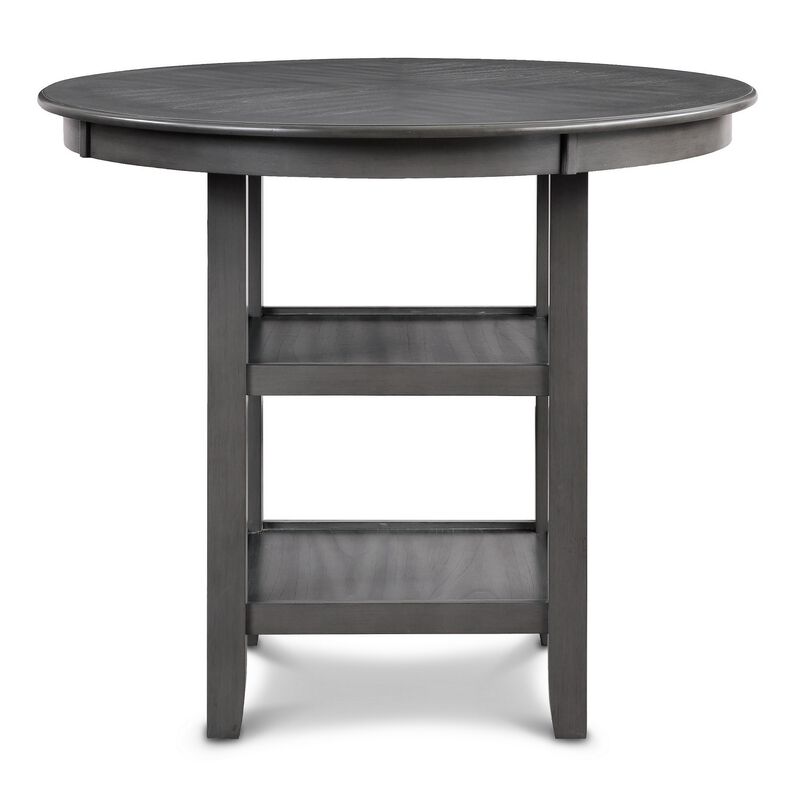 Isla 5 Piece Counter Height Table Set, 4 Crossback Chairs, Gray Polyester - Benzara