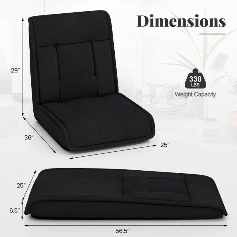 Hivvago Folding Floor Chair Convertible Lazy Chair with 14-Poistion Adjustable Backrest