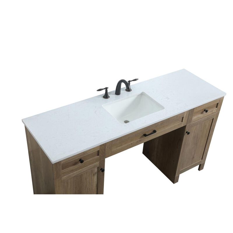 Elegant Kitchen and Bath 60 Inch ADA Compliant Bathroom Vanity In Natural Oak
