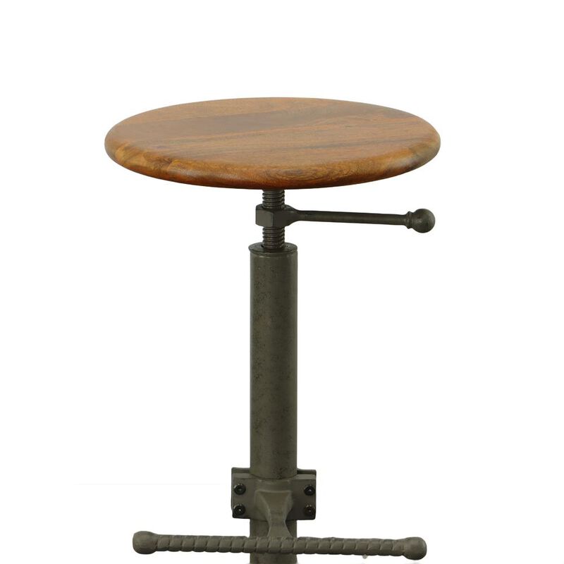 Carolina Living Justin Adjustable Barstool - Chestnut Seat - Industrial Base