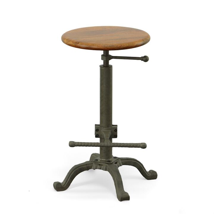 Carolina Living Justin Adjustable Barstool - Chestnut Seat - Industrial Base