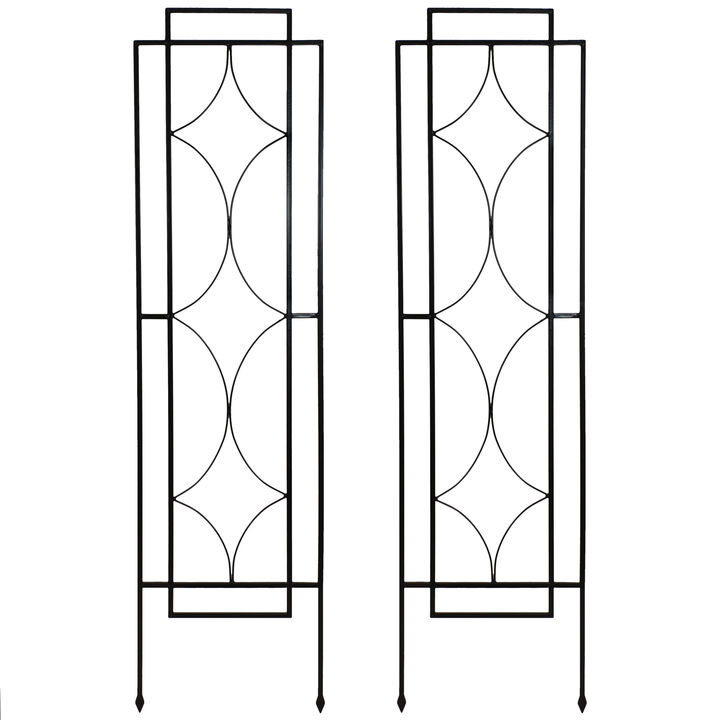 Sunnydaze 48 in Steel Chic Diamonds Garden Plant Support Trellis - Set of 2 Sunnydaze Steel Chic Diamonds Garden Plant Support Trellis - Set of 2