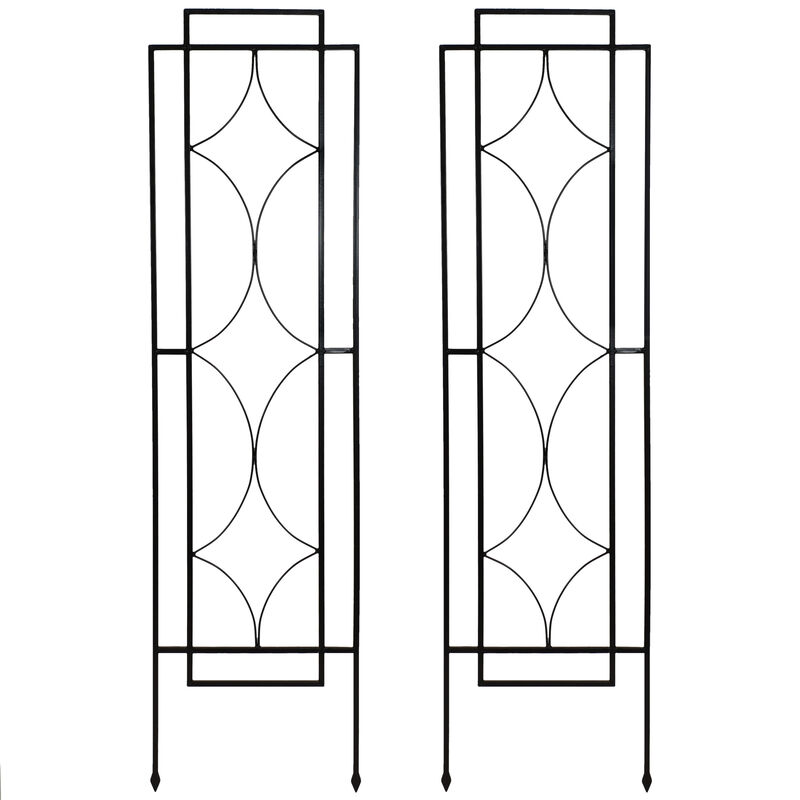 Sunnydaze Steel Chic Diamonds Garden Plant Support Trellis - Set of 2