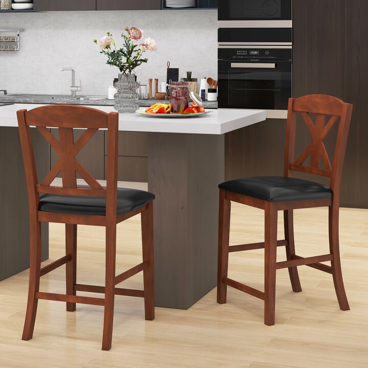 Upholstered Dining Chair with Hollowed High Backrest Set of 2