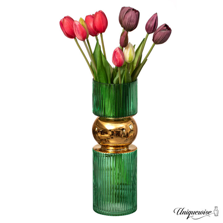 12-Inch Decorative Green Tall Glass Vase