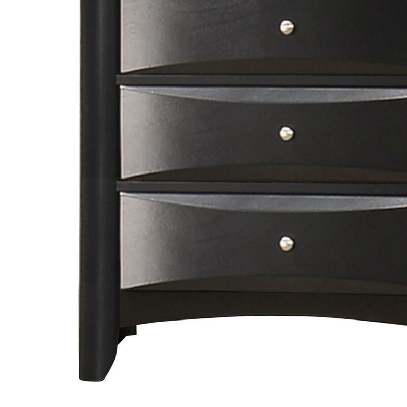 Ica 49 Inch Tall Dresser Chest, 5 Chambered Drawers, Felt Lined, Black - Benzara