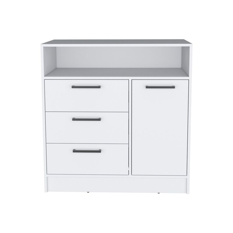 Omaha Dresser Multi-Storage Compact Unit with Spacious 3 Drawers and Cabinet-White
