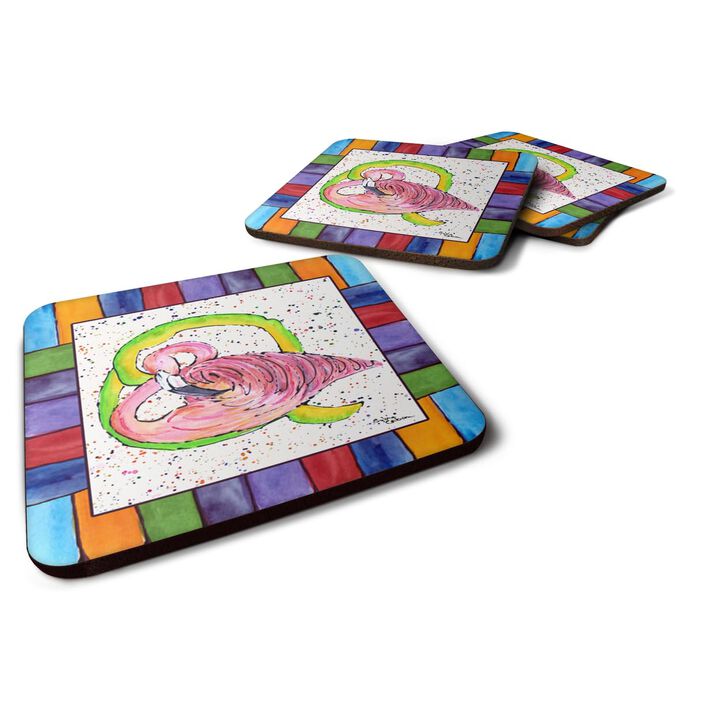 Caroline's Treasures 8440-QFC Beach and Seafood Foam Coasters (Set of 4), 3.5 H x 3.5 W, Multicolor