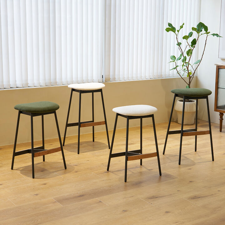 Stylish Modern Set of 2 Upholstered Bar Stools