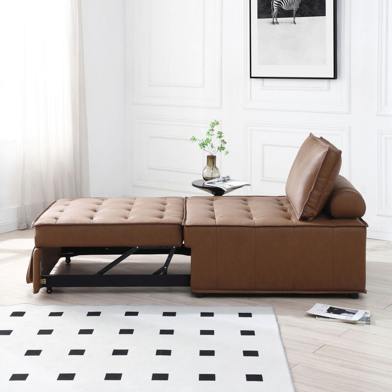 Multipurpose Faux Leather Ottoman Lazy Sofa Pulling Out Sofa Bed