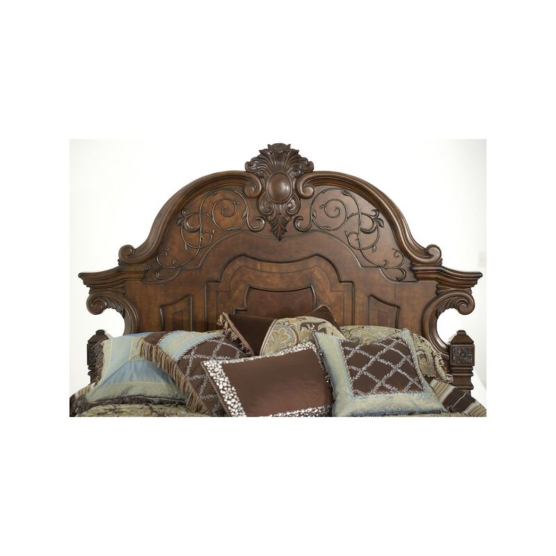 Michael Amini Windsor Court Queen Mansion Bed - Vintage Fruitwood