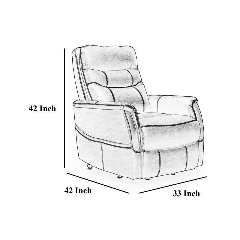 Barrett Power Lift Recliner Chair, Dark Gray Faux Leather, Pillow Back - Benzara