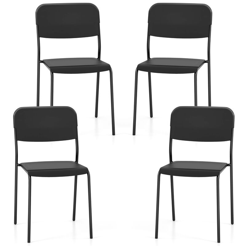 Modern Dining Chairs Set of 4 with Tilted Backrest and Sturdy Metal Legs