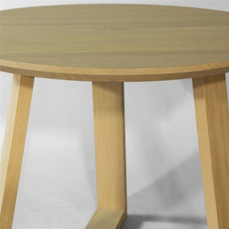 Scandinavian Round Wooden Dining Table – Compact Blonde Wood Table for Kitchen