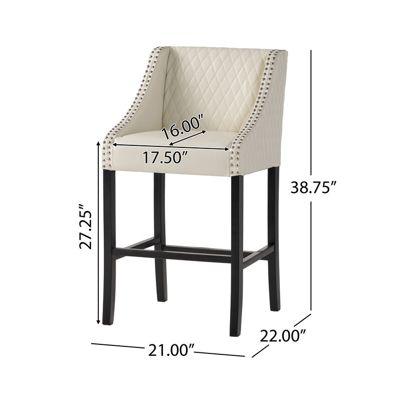 Filton Ivory Quilted Stools Transitional Elegance and Comfort