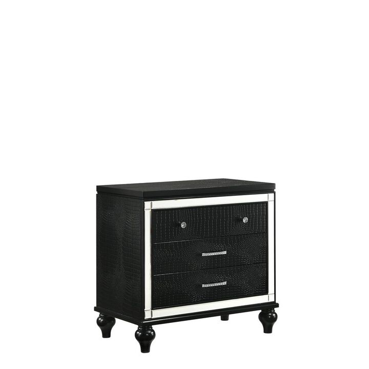 New Classic Furniture Furniture Valentine Solid Wood 3-Drawer Nightstand in Black