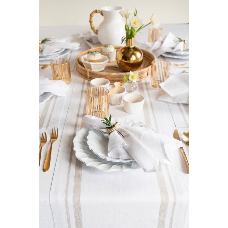 Solino Home 100% Pure Linen Table Runner | French Stripe