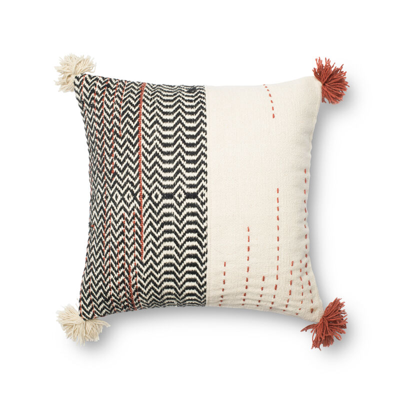 P0227 Black/Ivory 22"x22" Poly Pillow
