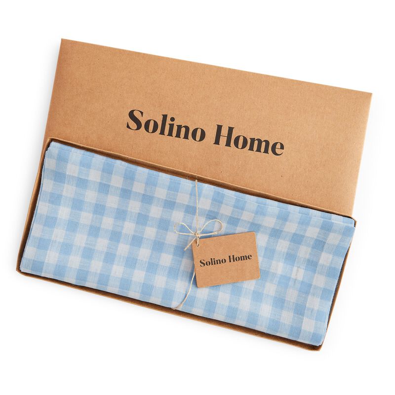 Solino Home 100% Pure Linen Table Runner | Gingham Check for Spring & Easter