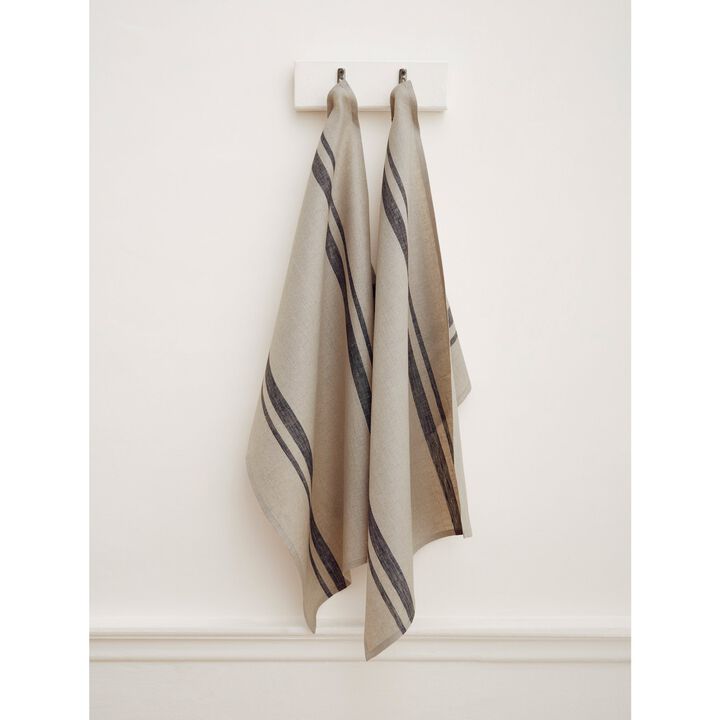 Solino Home 100% Pure Stripe Linen Kitchen Towels 17x26" Set of 2 for Spring & Easter | French Stripe
