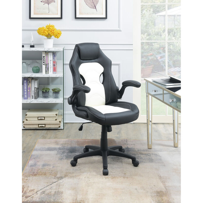Adjustable Height Executive Office Chair, Black And White