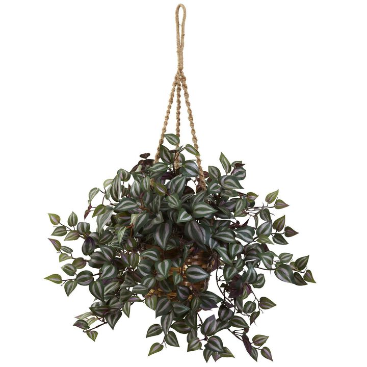 Nearly Natural 20-in Wandering Jew Hanging Basket Nearly Natural 20-in Wandering Jew Hanging Basket
