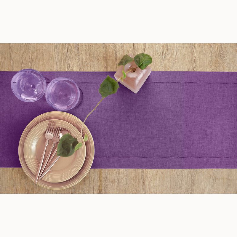 Solino Home 100% Pure Linen Table Runner | Classic Hemstitch for Thanksgiving, Christmas