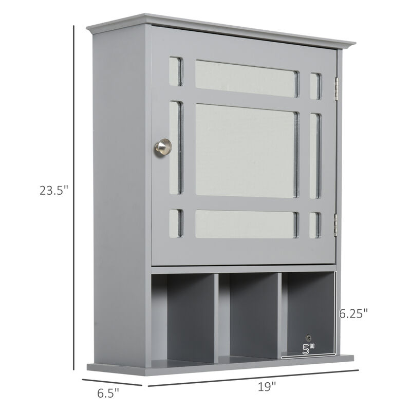 Gray Wall Mounted Medicine Cabinet with Mirror