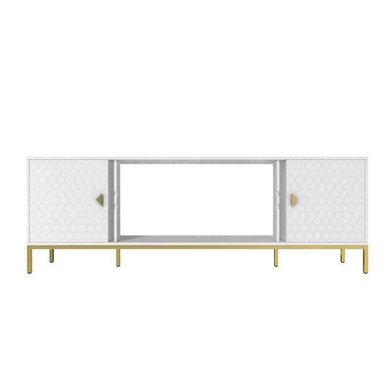 70" MDF TV Stand With Storage in Black