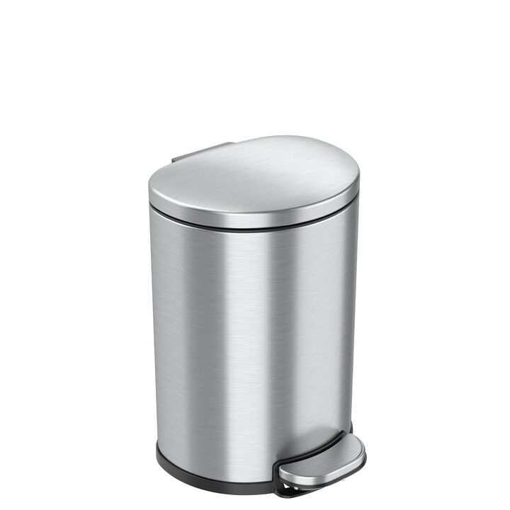 iTouchless 2 Gallon / 7.6 Liter SoftStep Semi-Round Step Pedal Trash Can