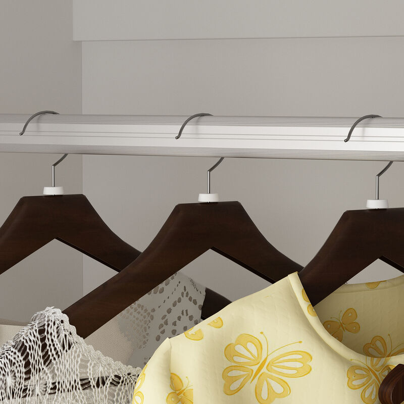 White Wood 63 in. W 4-Door Big Wardrobe Armoires with Hanging Rod, Drawers, Storage Shelves 74.2 in. H x 20.6 in. D