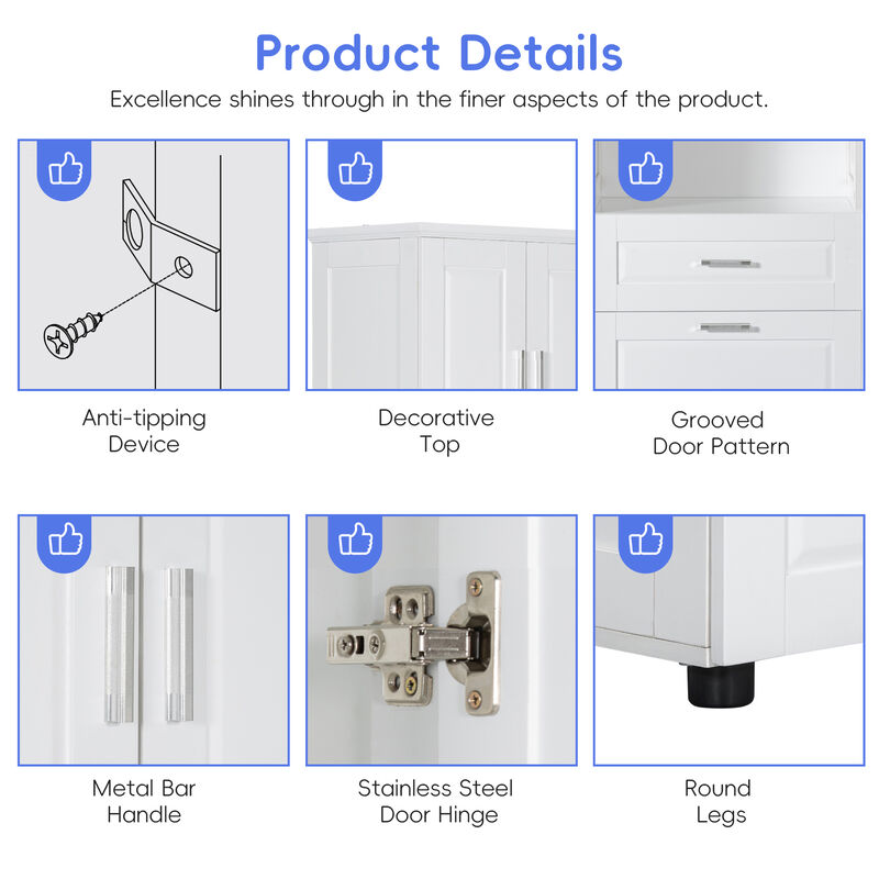 Merax Tall Bathroom Cabinet with Laundry Basket