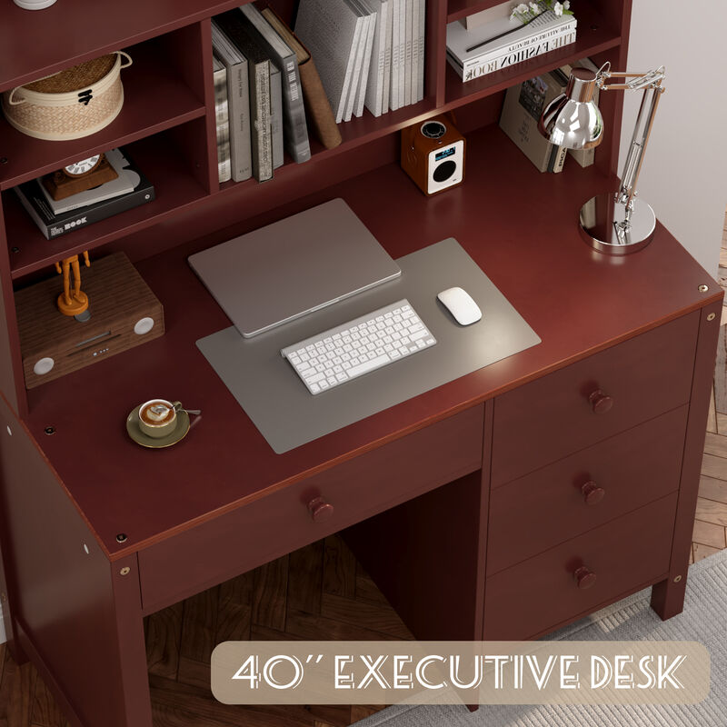 Merax Home Executive Desk and Upholstered Chair Set