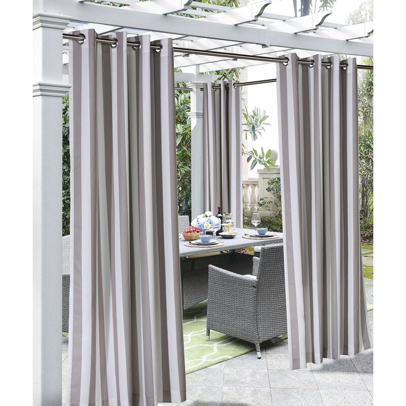 Commonwealth Outdoor Decor Coastal Stripe Grommet Top Curtain Panel - 50x84'' - Navy