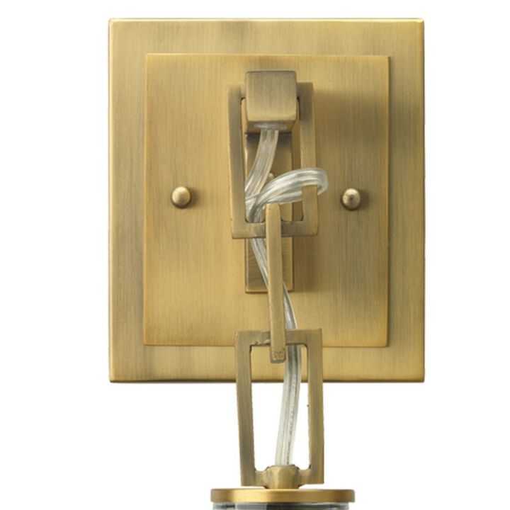 Ada 18 Inch Modern Wall Sconce, Real Blown Glass, 40W Bulb, Brass Finish-Benzara
