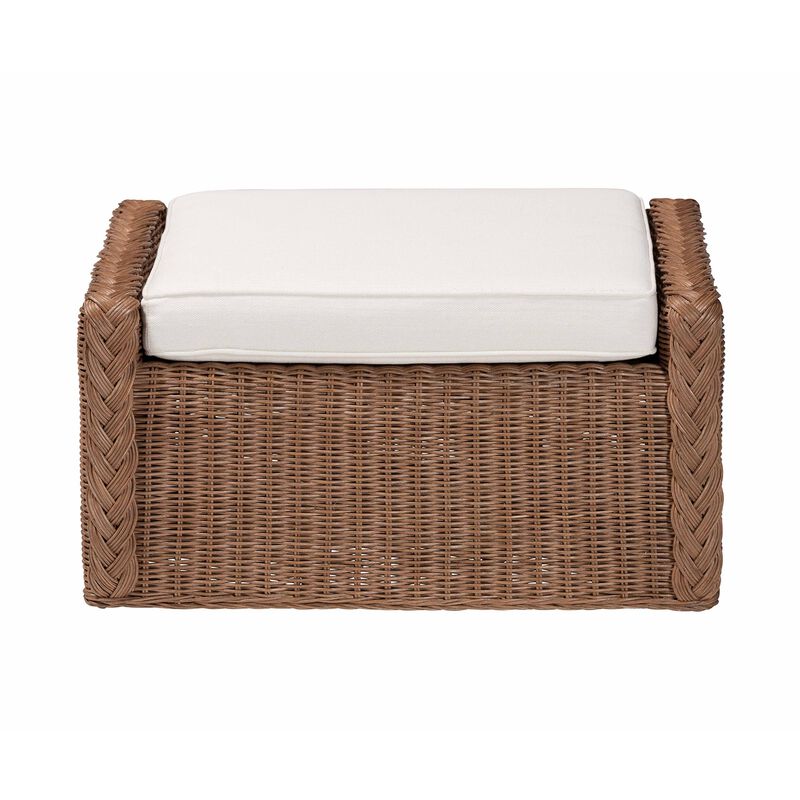 bali & pari Derris Bohemian Peanut Brown Braided Rattan Footstool
