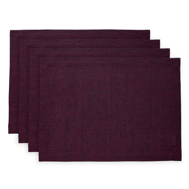 Solino Home 100% Pure Linen 14 x 19 Inch Placemats Set of 4 | Athena