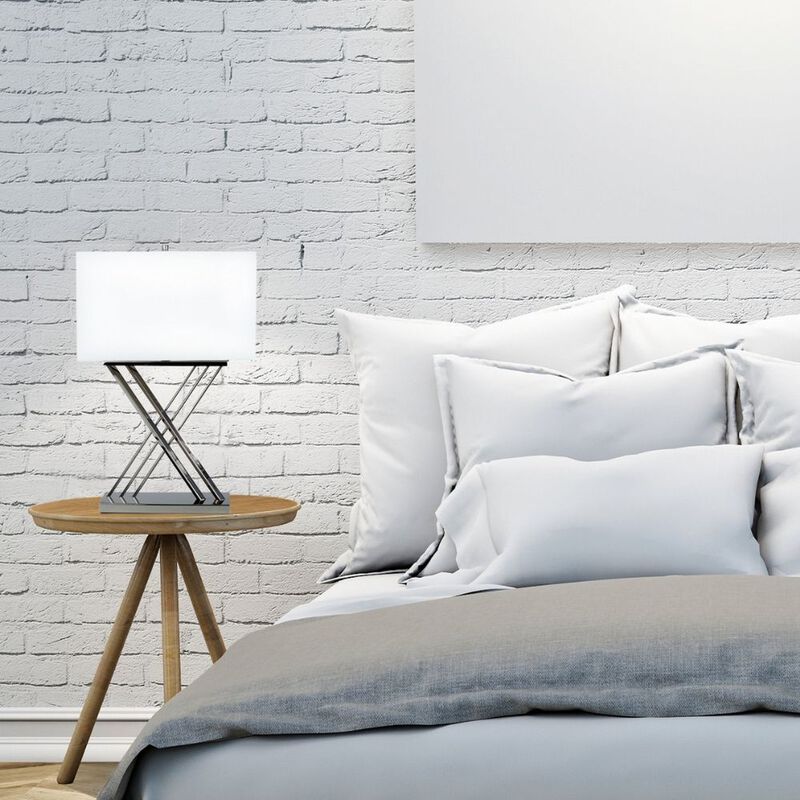 X Table Lamp Chrome Metal LED Light