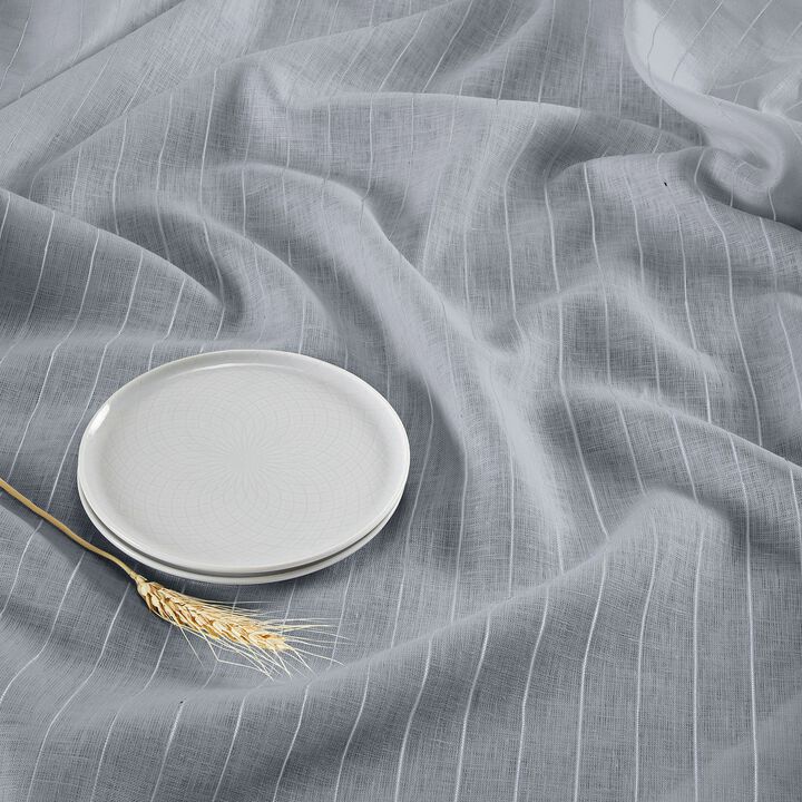 Solino Home 100% Pure Linen Table Throw 52 x 52 Inch | Pinstripe for Valentines