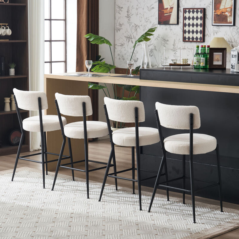 Modern teddy fabric bar stools - Stylish island seating