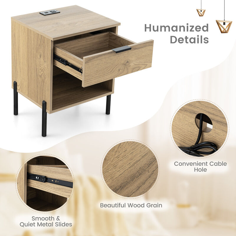 Modern Nightstand with Charging Station