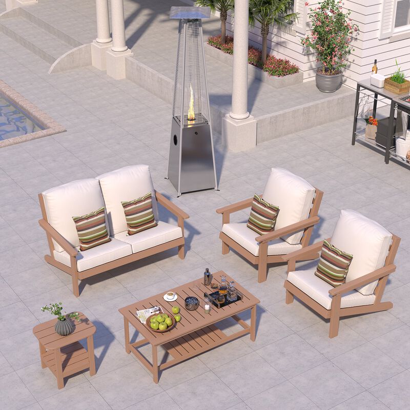 MONDAWE 6 Pieces Outdoor Seating Patio Conversation Set with Heater and Coffee Table