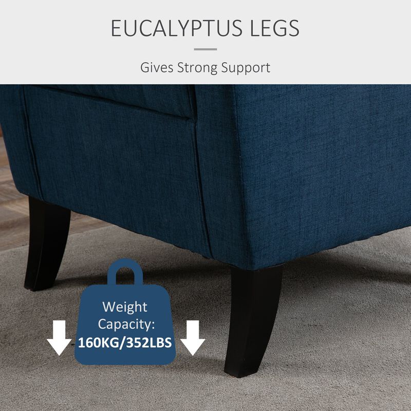 Blue Accent Seating: Set of 2 Tufted High Wingback Chairs