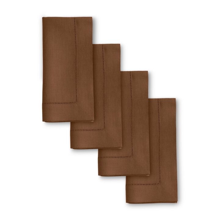 Solino Home 100% Pure Linen Dinner Napkins 20 x 20 Inch Set of 4 | Classic Hemstitch