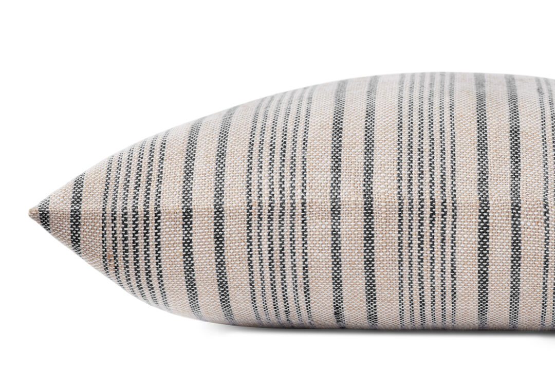 Elaine PMH0031 Beige/Navy 13''x21'' Polyester Pillow by Magnolia Home by Joanna Gaines x Loloi