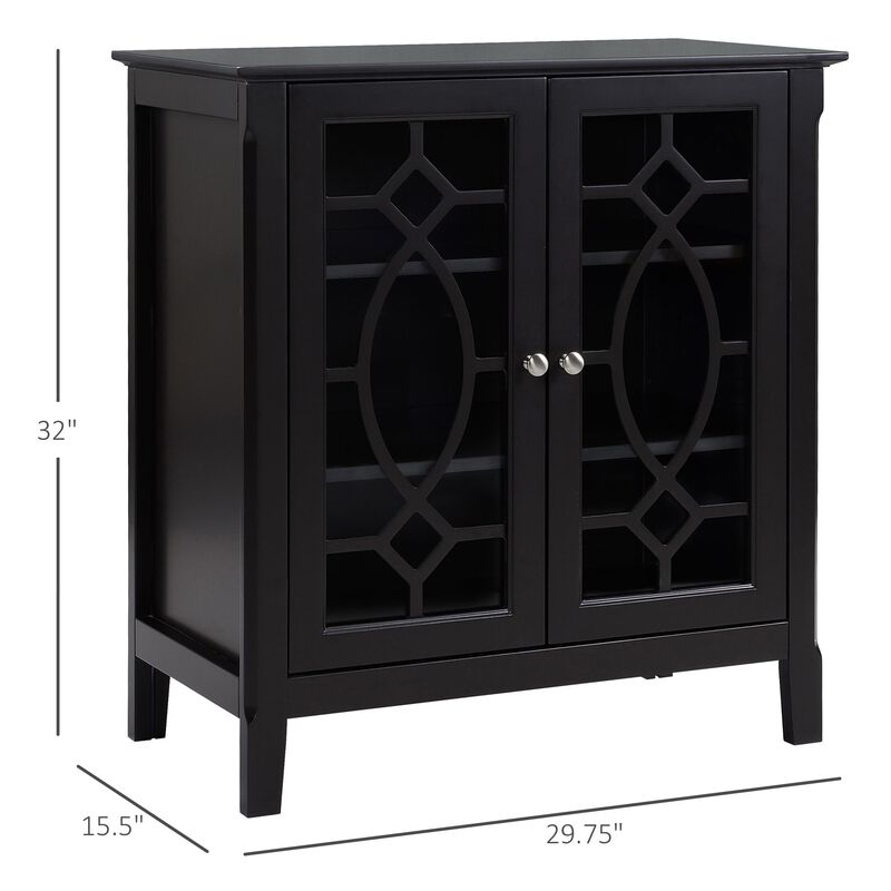 Espresso Dining Storage: Display Cabinet with Glass Doors