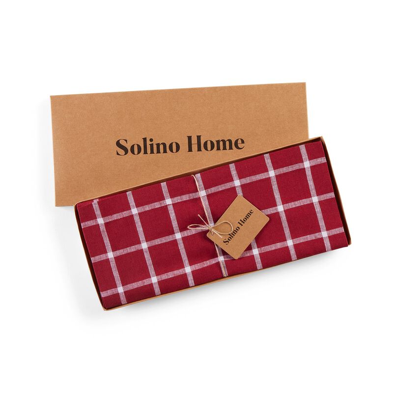 Solino Home 100% Pure Linen Table Runner 14 x 48 Inch | Windowpane